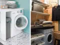 Idées pour aménager une petite buanderie : machine à laver, paniers à linge, étagères et rangements astucieux.