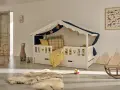 Lit cabane à partir de quel âge ? Ce lit blanc avec des barreaux en forme de cœur est parfait pour les petits dès 2 ans.
