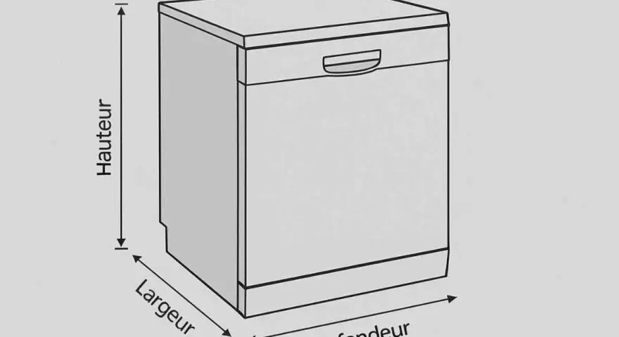 Schéma des dimensions lave vaisselle encastrable : hauteur, largeur et profondeur.