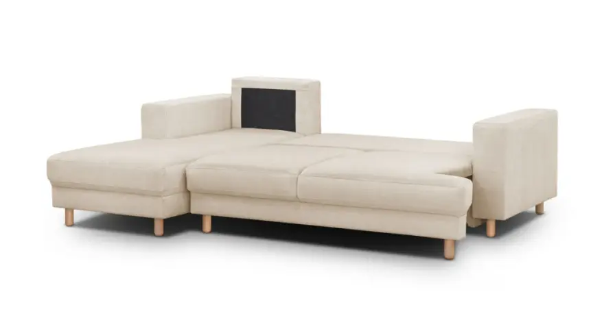 Canapé modulable beige clair, idéal pour un salon, avec une densité de 30kg/m3 pour un confort optimal.