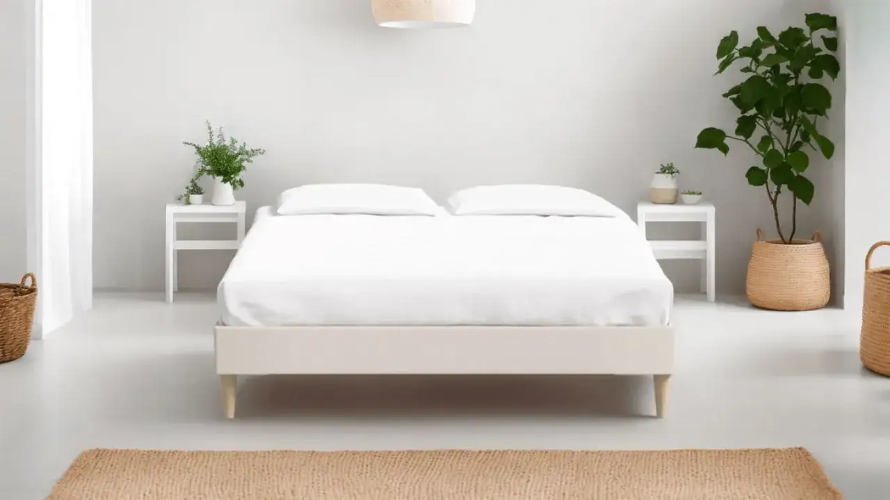 Un lit king size avec un matelas m&eacute;moire de forme blanc immacul&eacute;, pr&ecirc;t &agrave; vous offrir un sommeil r&eacute;parateur.